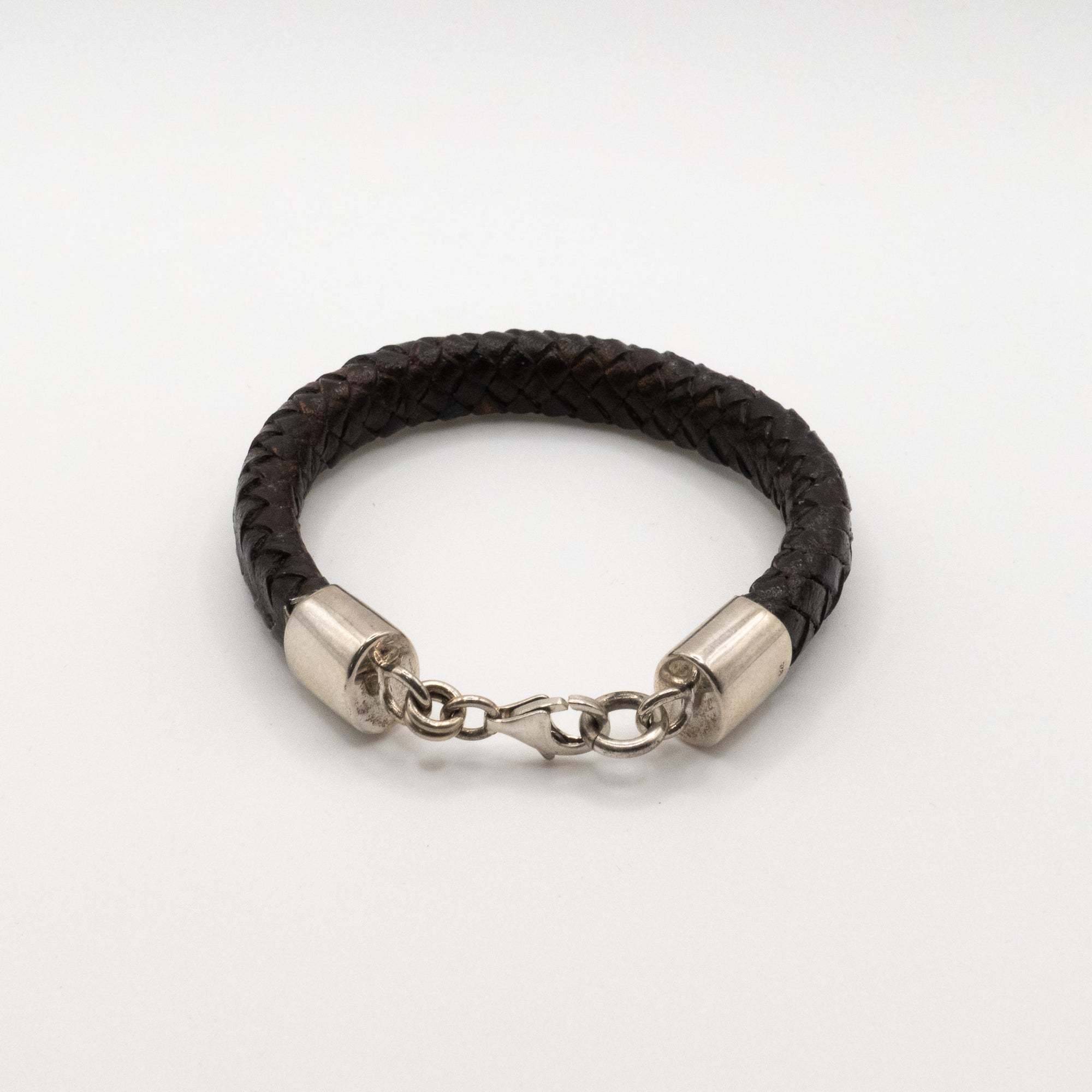 Braided Leather Bracelet w/ Sterling Silver Clasp