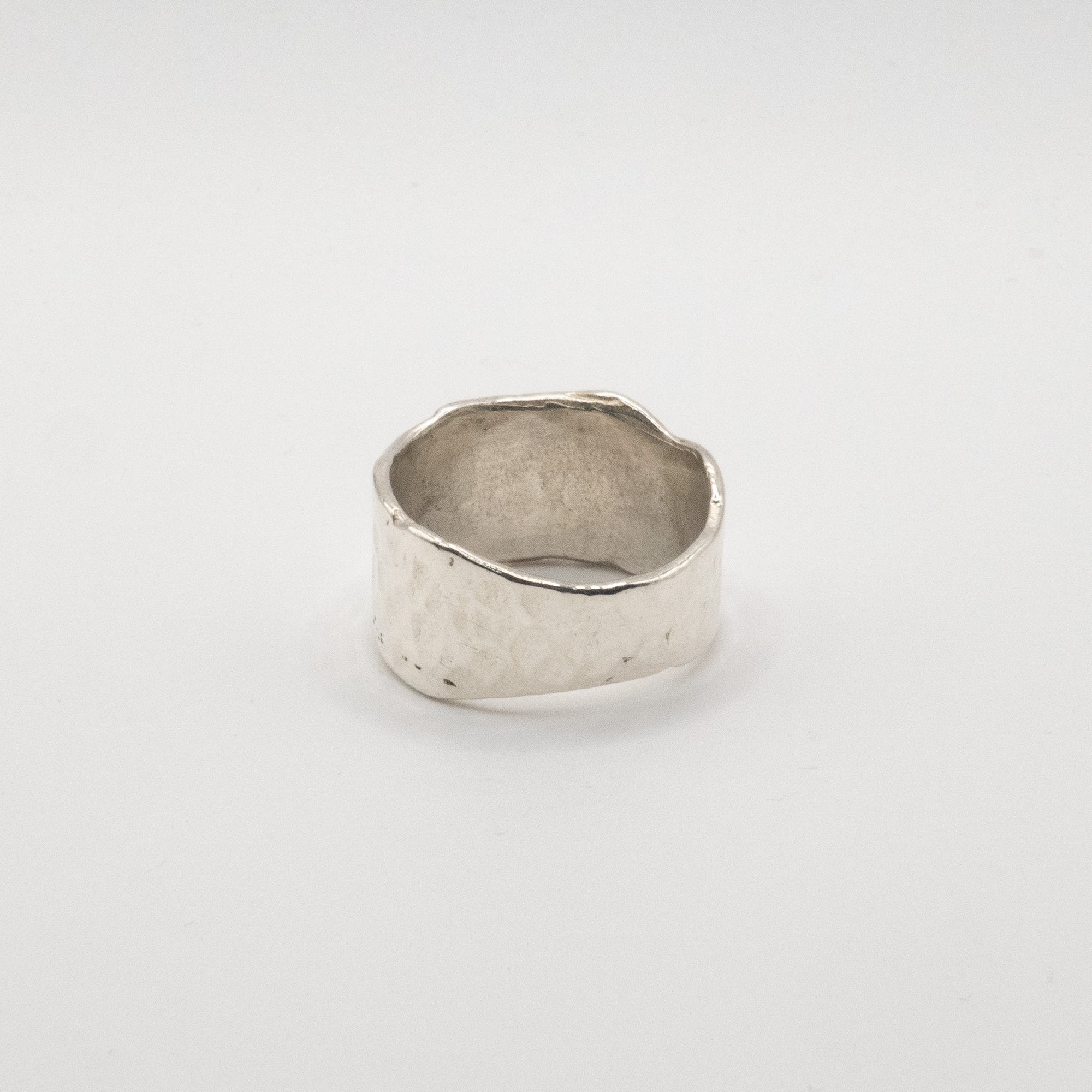 Sterling Silver Beaten Wide Band Ring