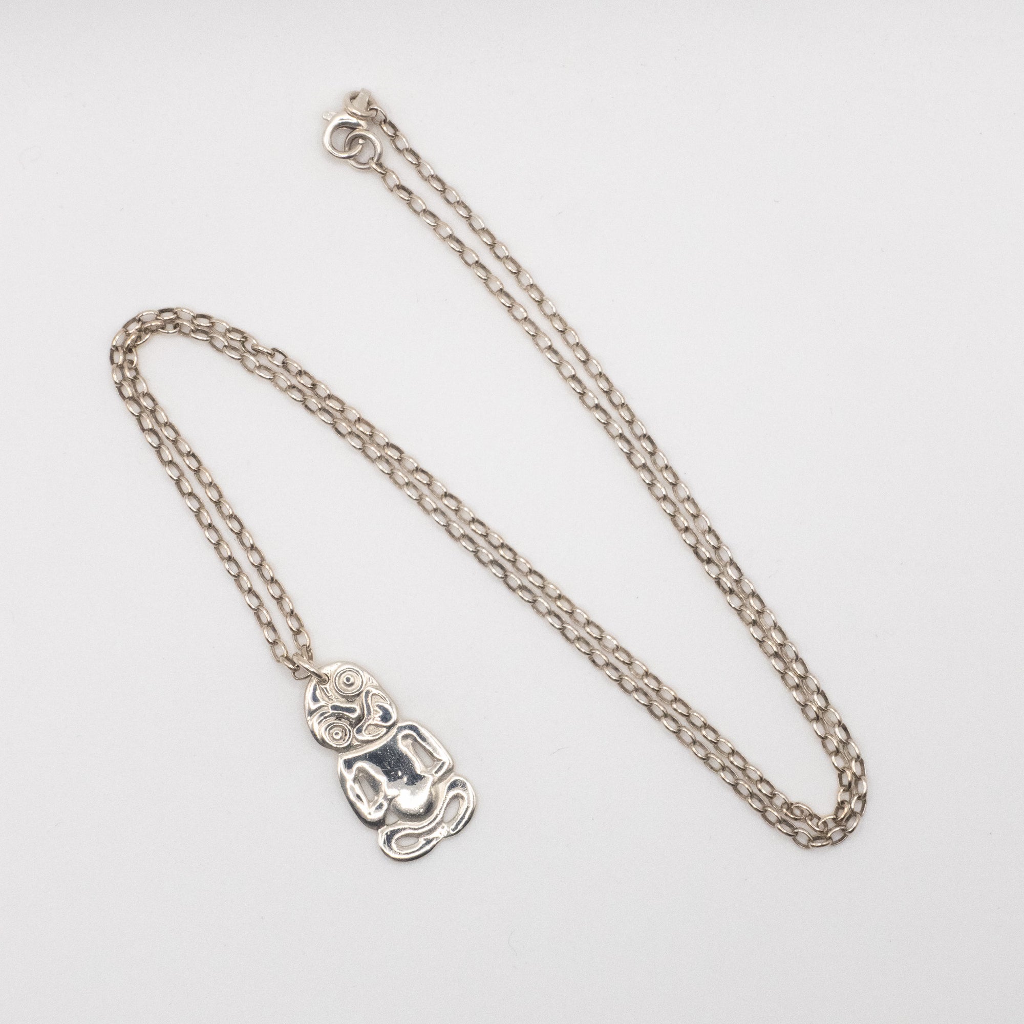 Sterling Silver Tiki Pendant Necklace