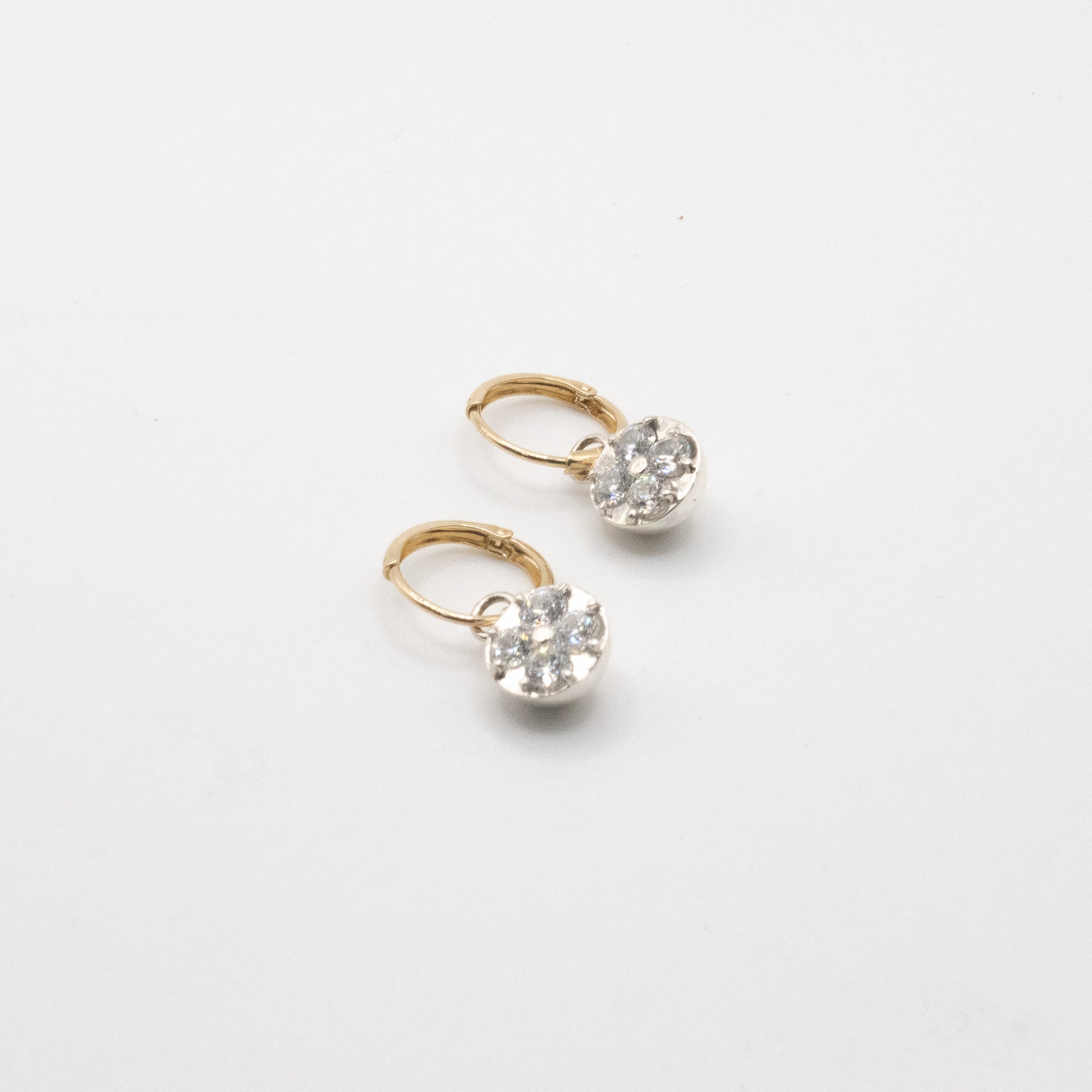 Gold Diamond Cluster Drop Earrings