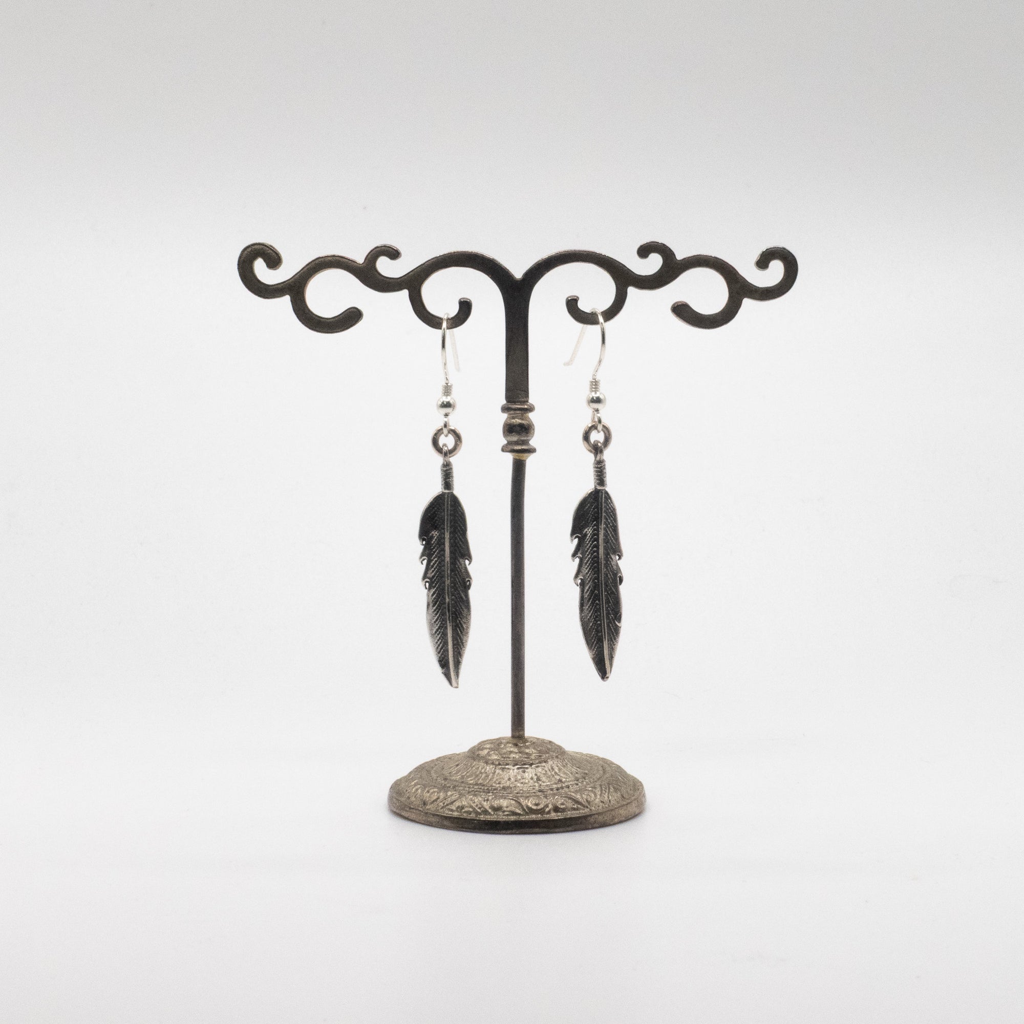 Sterling Silver Feather Drop Earrings