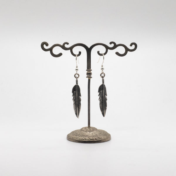Sterling Silver Feather Drop Earrings