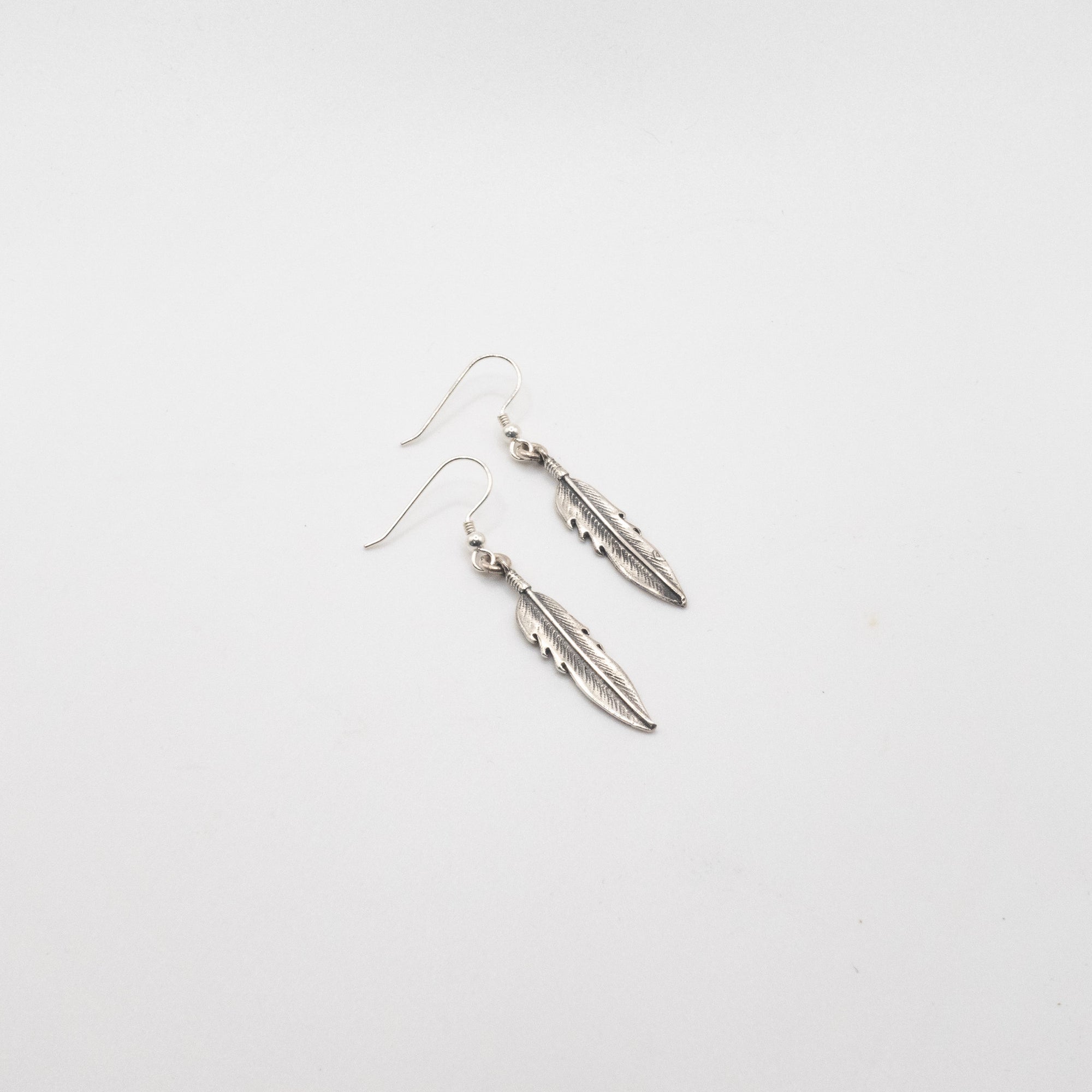Sterling Silver Feather Drop Earrings