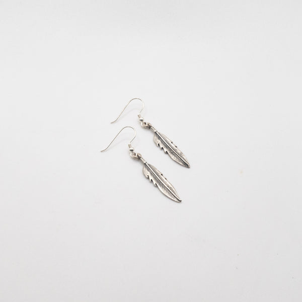 Sterling Silver Feather Drop Earrings