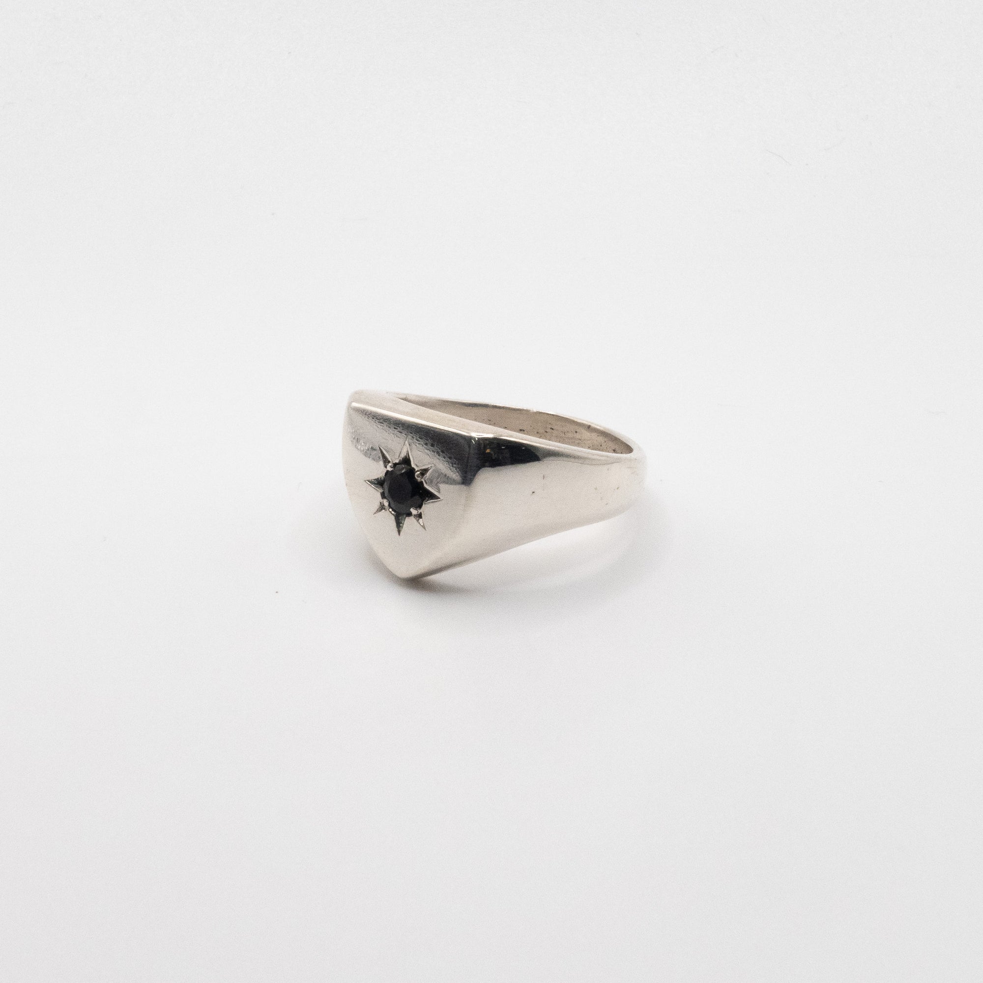 Sterling Silver Onyx Star Signet Ring