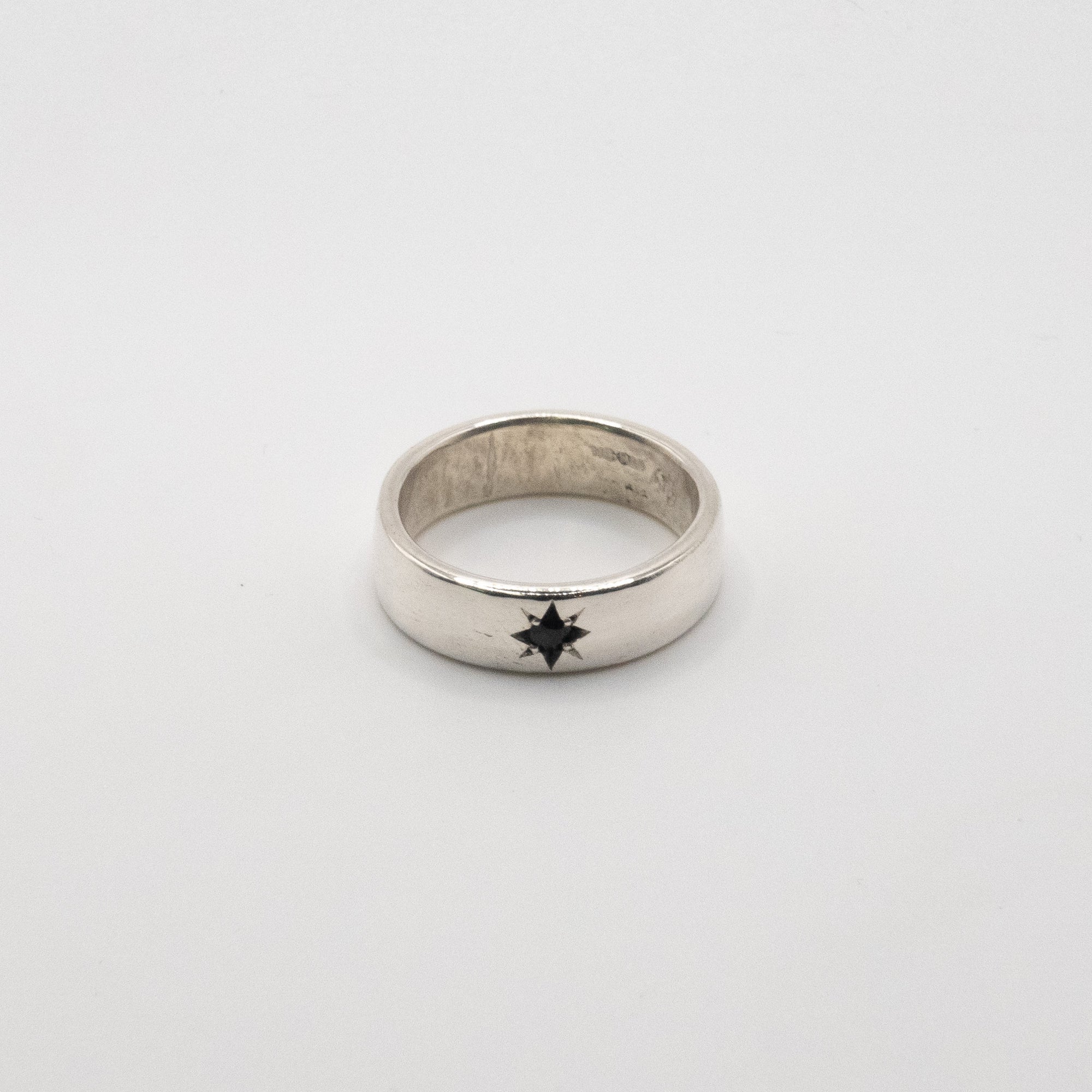 Sterling Silver Onyx Star Band Ring