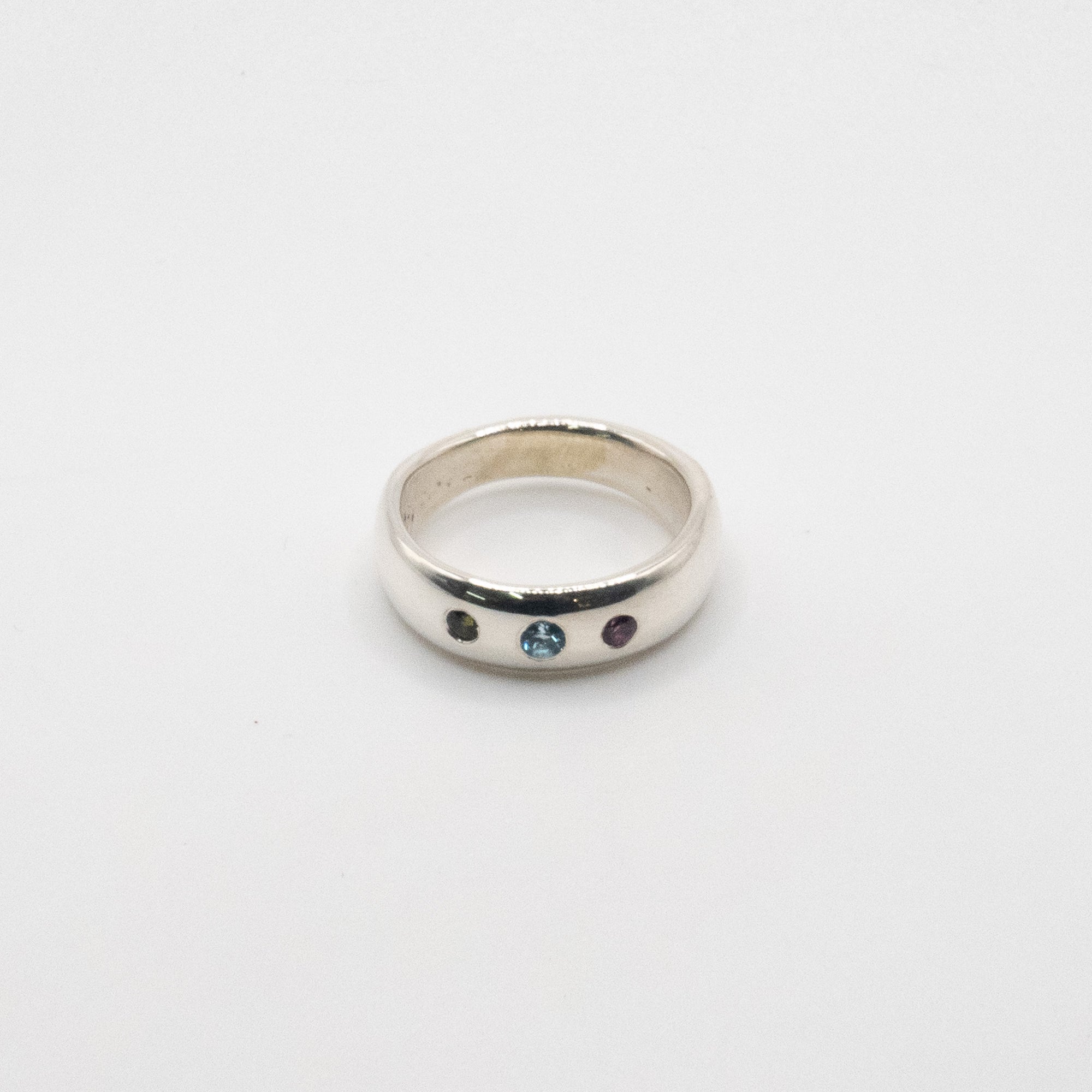 Sterling Silver Three Stone Band Ring