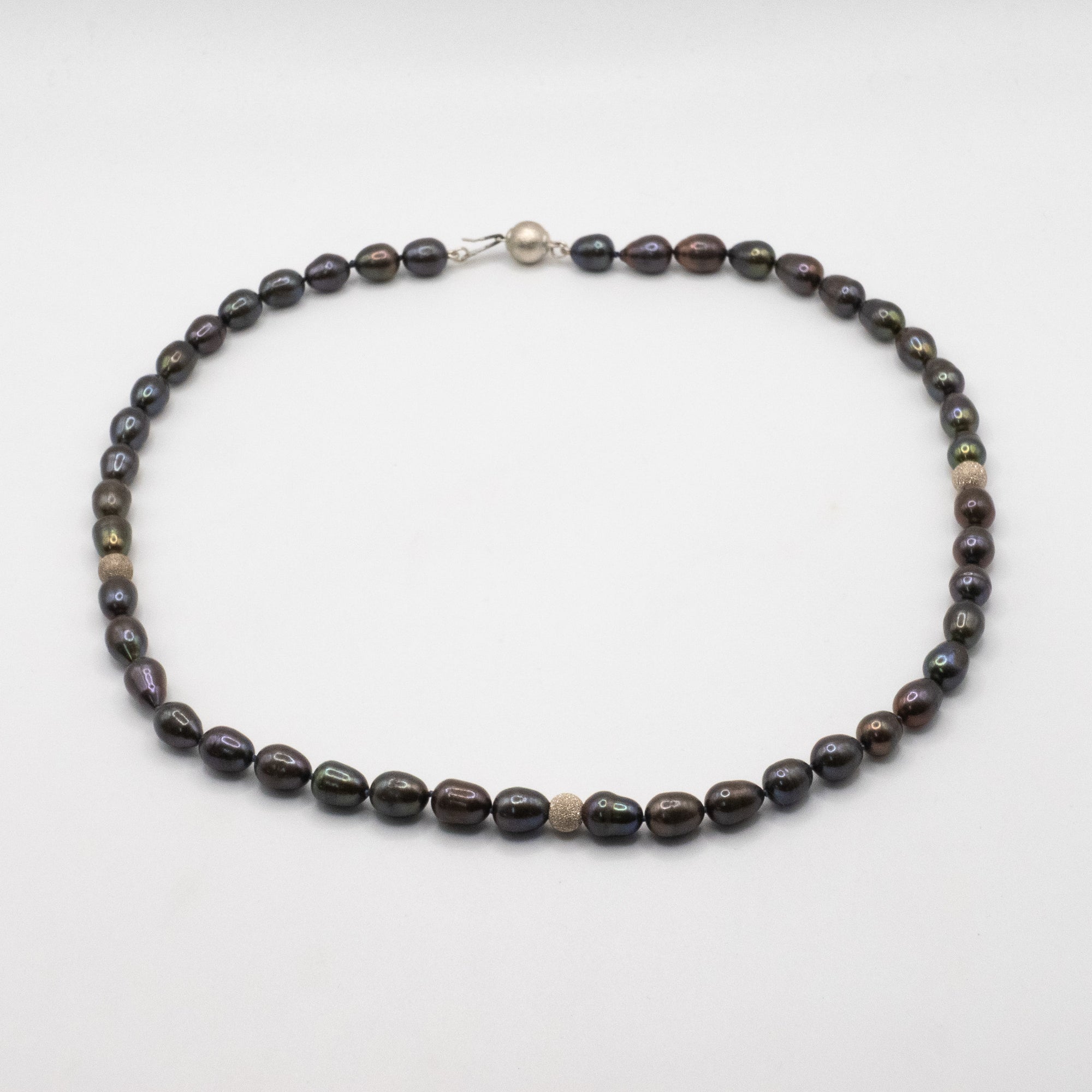 Black Freshwater Pearl Necklace w/ Sterling Silver Clasp