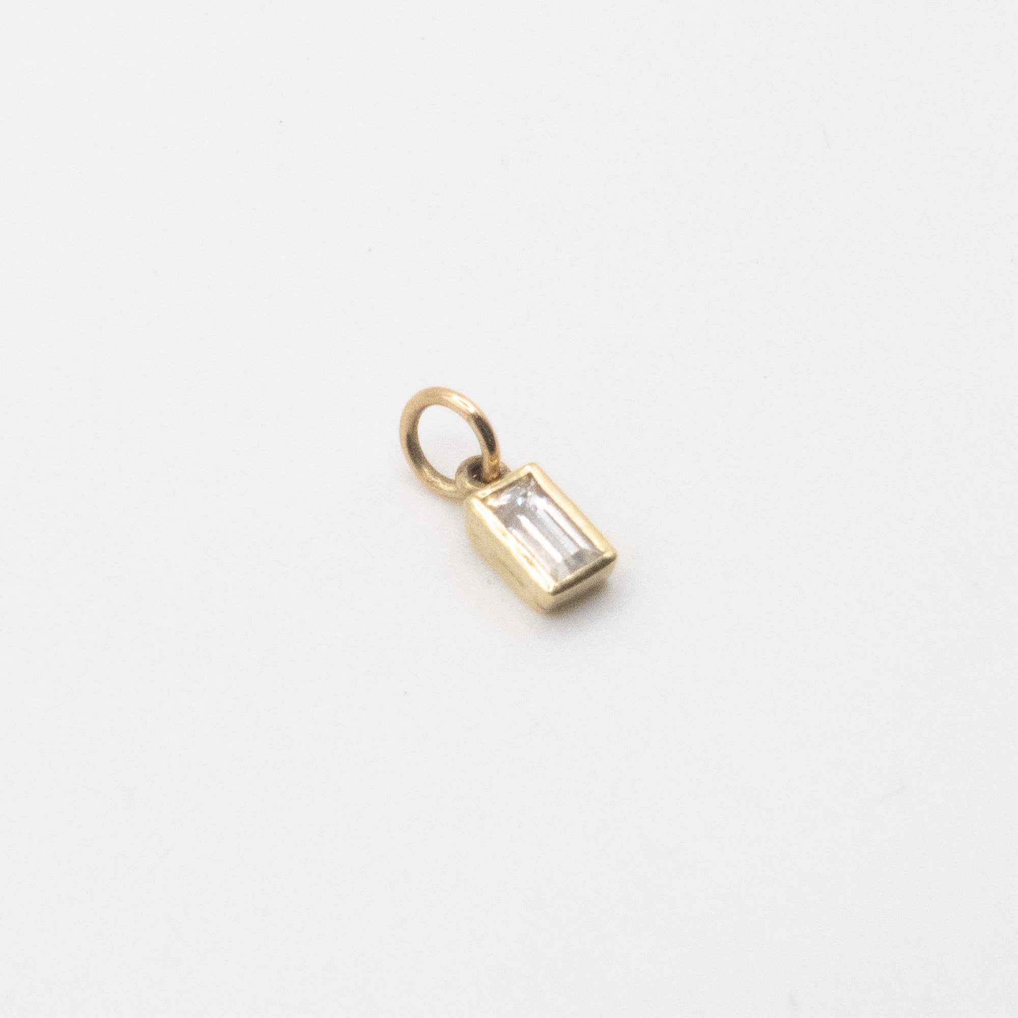 Gold Baguette-Cut White Sapphire Pendant