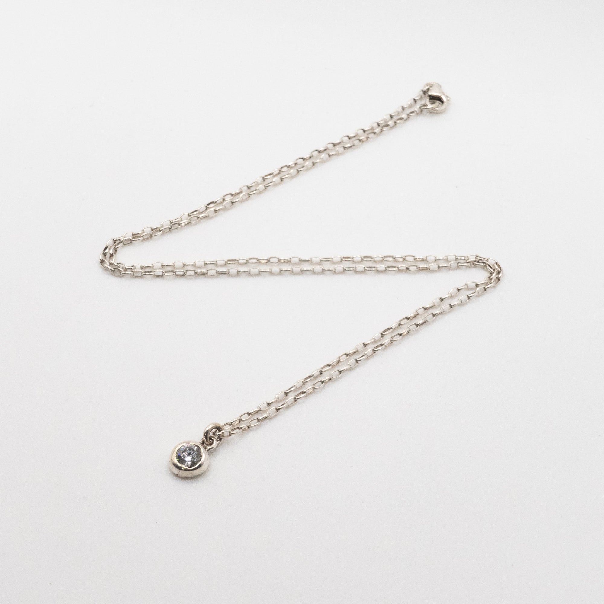 Sterling Silver Diamond Solitaire Necklace